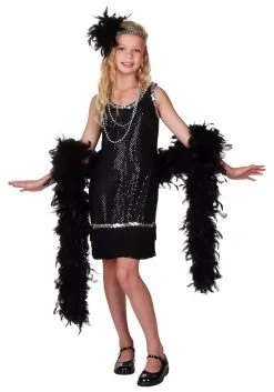 Fun Costumes Kids Black Sequin And Fringe Flapper Costume