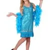 Fun Costumes Kid's Turquoise Sequin And Fringe Flapper Costume -FUN COSTUMES Store child turquoise sequin and fringe flapper costumec