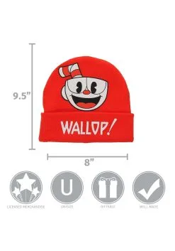Elope Foldup Knit Beanie Cuphead Printed -FUN COSTUMES Store cuphead printed foldup knit beanie alt 3