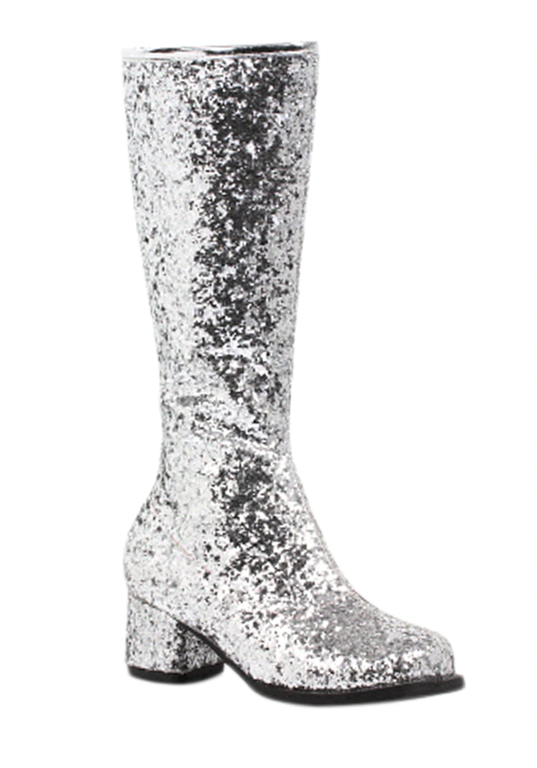 Ellie Girls Silver Glitter Go-Go Boots 3 Ellie Girls Silver Glitter Go-Go Boots