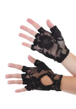 LEG AVENUE Keyhole Fingerless Lace Gloves