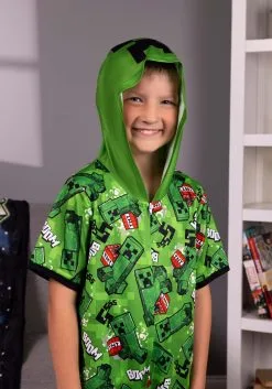 AME Sleepwear Minecraft Creeper Romper For Kids -FUN COSTUMES Store kids minecraft creeper romper alt 3