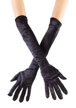 Fun World Black Long Velvet Gloves