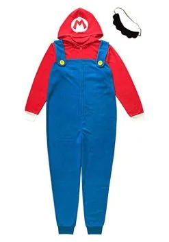 MJC International Unisex Microfleece Mario Union Suit -FUN COSTUMES Store mario unisex microfleece unionsuit alt 3