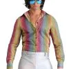 Fun Costumes Men's Rainbow Sparkle Disco Shirt -FUN COSTUMES Store mens rainbow sparkle disco shirt