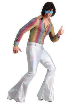 Fun Costumes Men's Rainbow Sparkle Disco Shirt -FUN COSTUMES Store mens rainbow sparkle disco shirt alt1