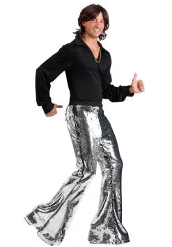 Fun Costumes Men's Reversible Sequin Disco Pants -FUN COSTUMES Store mens reversible sequin disco pants alt1