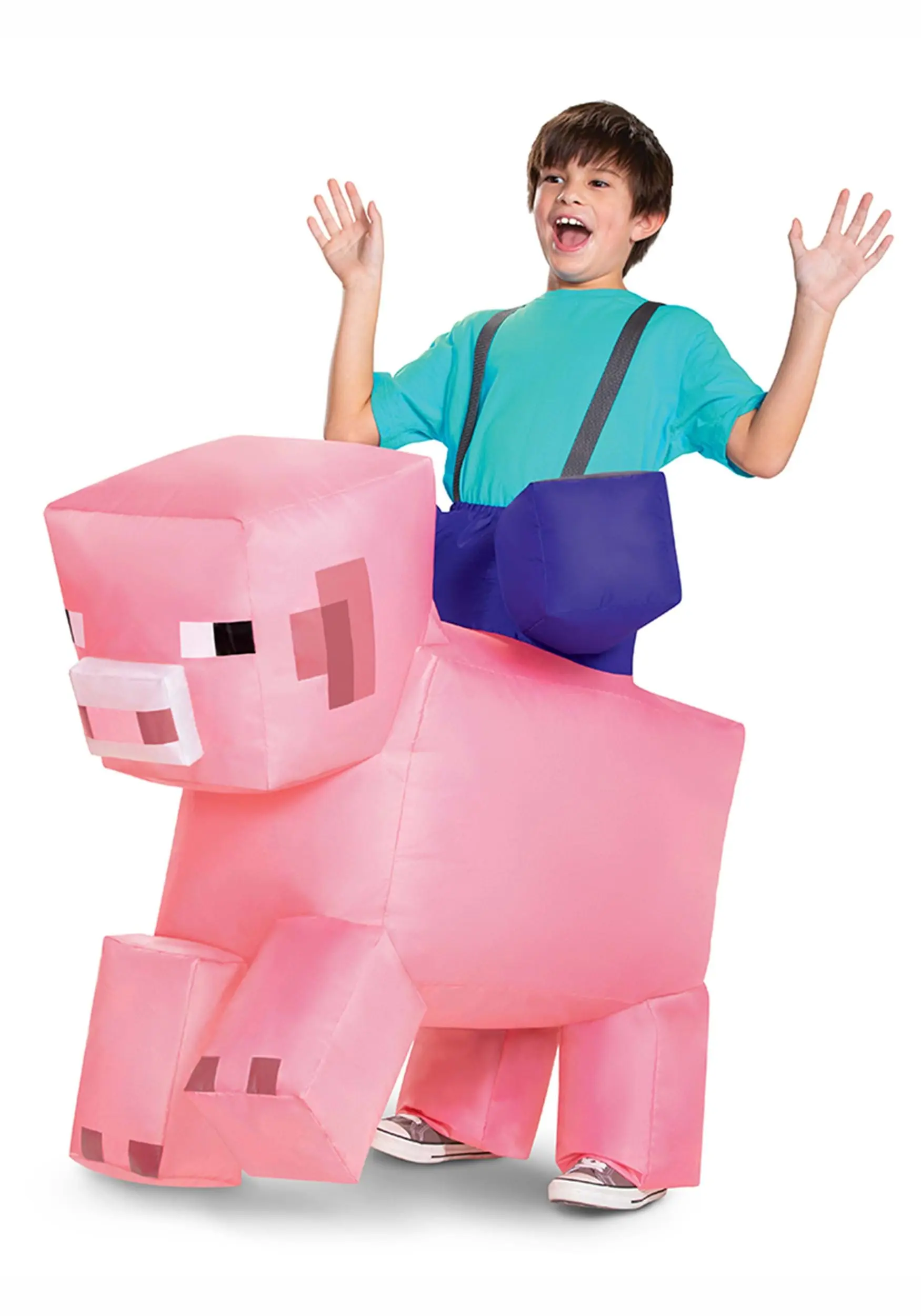 Disguise Minecraft Ride-On Inflatable Pig Kid's Costume 3 Disguise Minecraft Ride-On Inflatable Pig Kid's Costume