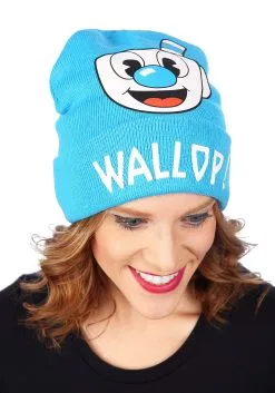 Elope Cuphead | Mugman Printed Folded Cuff Knitted Winter Hat -FUN COSTUMES Store mugman printed folded cuff knitted winter hat alt 4