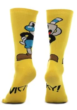 Elope Cuphead Mugman Victory! Crew Socks 13 Elope Cuphead Mugman Victory! Crew Socks -FUN COSTUMES Store mugman victory crew socks alt 4