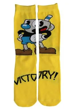 Elope Cuphead Mugman Victory! Crew Socks 14 Elope Cuphead Mugman Victory! Crew Socks -FUN COSTUMES Store mugman victory crew socks alt 5