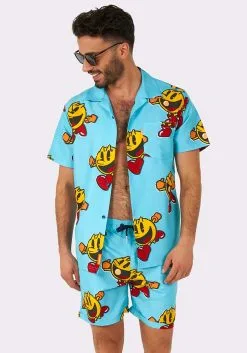 Opposuits Pac-Man Waka Waka Swimsuit & Shirt For Men -FUN COSTUMES Store pac man mens waka waka swimsuit and shirt alt 7