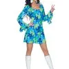 Underwraps Plus Size 70s Wild Flower Retro Dress Costume -FUN COSTUMES Store plus size wild flower 70s retro dress costume