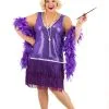 Fun Costumes Women's Plus Size Amethyst Purple Flapper Costume -FUN COSTUMES Store plus size womens amethyst flapper costume