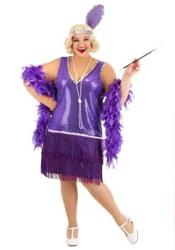 Fun Costumes Women's Plus Size Amethyst Purple Flapper Costume