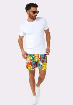 Opposuits Pokémon Pika Pikachu Swimsuit & Shirt For Men -FUN COSTUMES Store pokemon mens pika pikachu swimsuit shirt alt 4