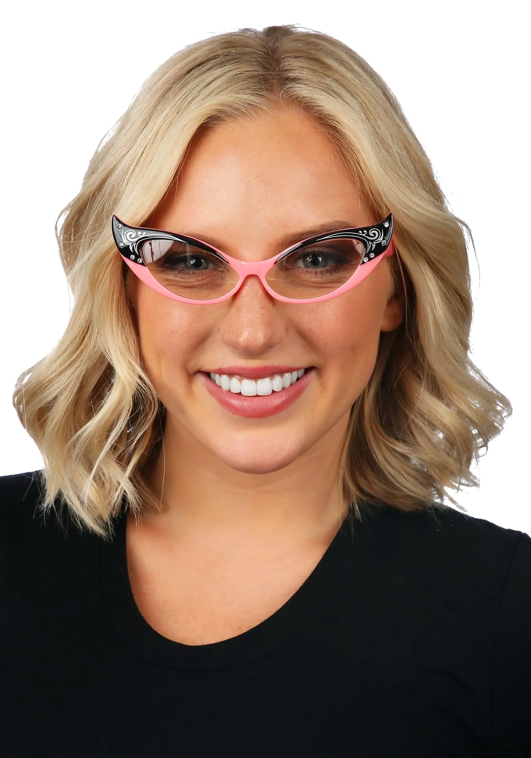 Elope Pink/Clear Vintage Cat Eyes Glasses 3 Elope Pink/Clear Vintage Cat Eyes Glasses