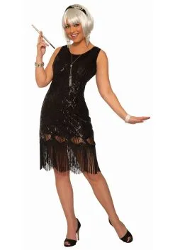 Forum Novelties, Inc Black Beaded Fringe Flapper Dress Costume
