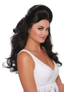 Dreamgirl Women's Black Bouffant Wig Accessory -FUN COSTUMES Store womens black bouffant alt 2