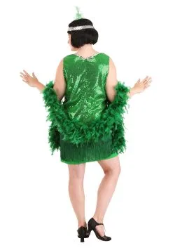 Fun Costumes Women's Plus Size Emerald Flapper Exclusive Halloween Costume -FUN COSTUMES Store womens plus size emerald flapper costume alt 1