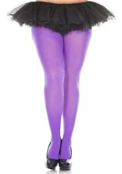 MUSIC LEGS Plus Size Solid Purple Tights For Women