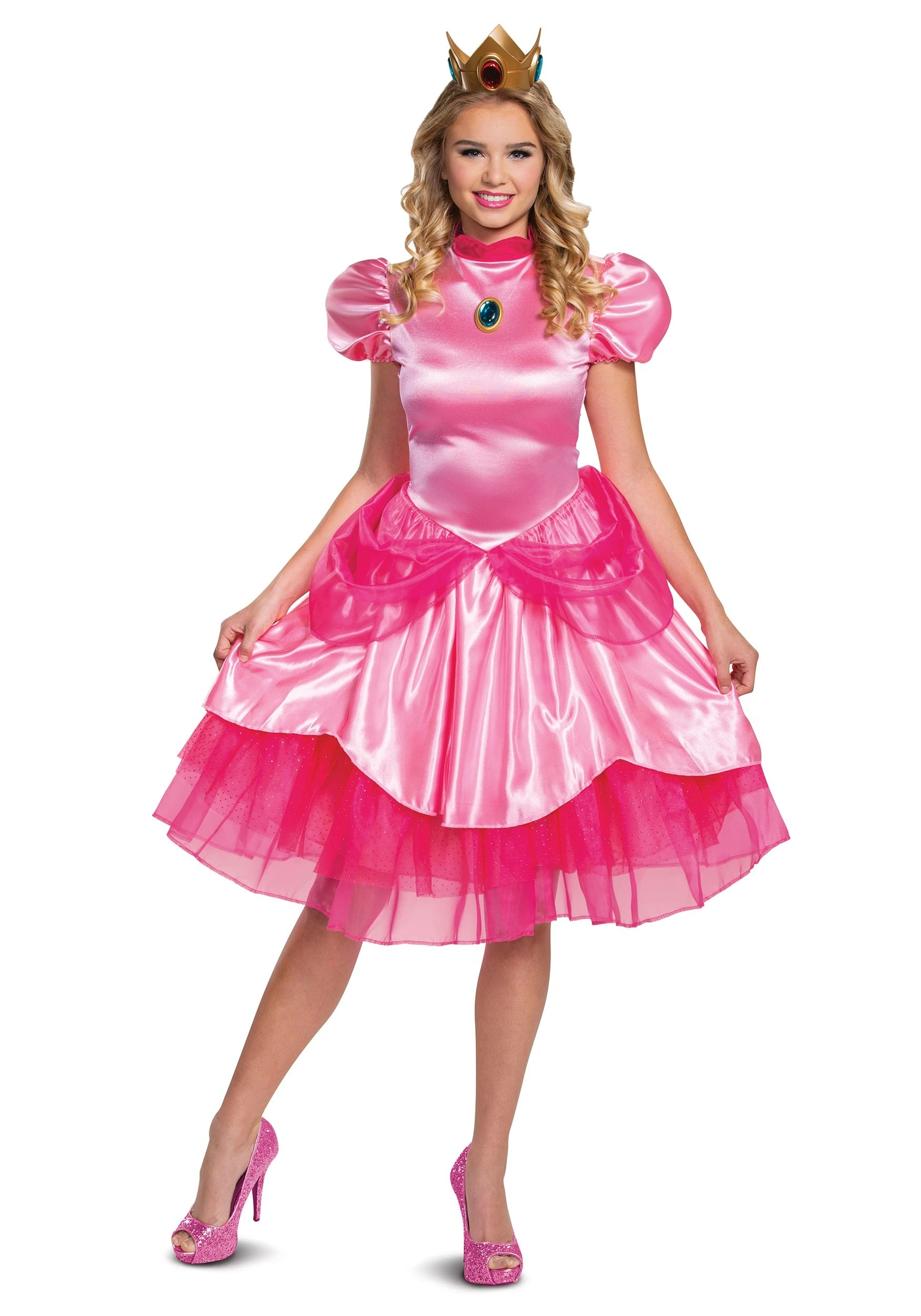 Disguise Super Mario Deluxe Princess Peach Costume For Women 3 Disguise Super Mario Deluxe Princess Peach Costume For Women
